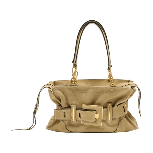 Balmain Anthem Shoulder Bag — Beige Calfskin in Beige Calfskin from HEWI