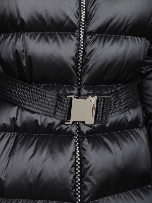 Moncler Leersies Shearling Trimmed Long Down Coat, photo 3 of 3 from SENSER