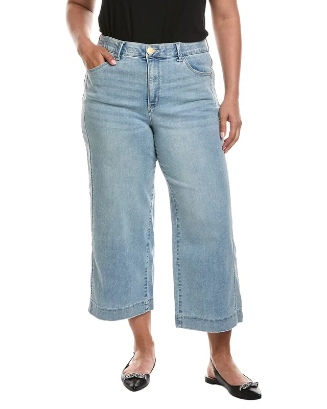 WIT & WISDOM Light Blue Artisanal Skyrise Crop Double Side Seam Wide Leg Jean, image 1 of 1 from Rue La La