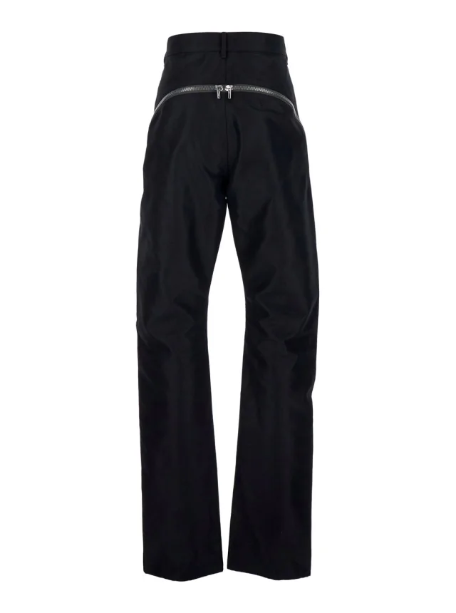 Rick owens Men's 'Bolan Banana' Black Stretch Cotton Pants with Zip Details in Black 62% Cotton 38% Nylon, photo 3 of 6 from Gaudenzi Boutique