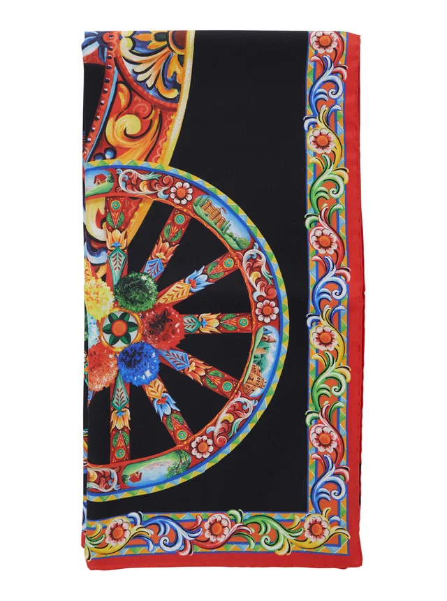 Dolce & Gabbana Carretto Print Silk Scarf — Multicolor Scarfs in Multicolor Silk from HEWI