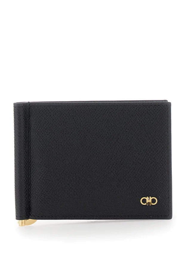 Ferragamo Calf Leather Money Clip Wallet — Black in Black Calfskin from HEWI