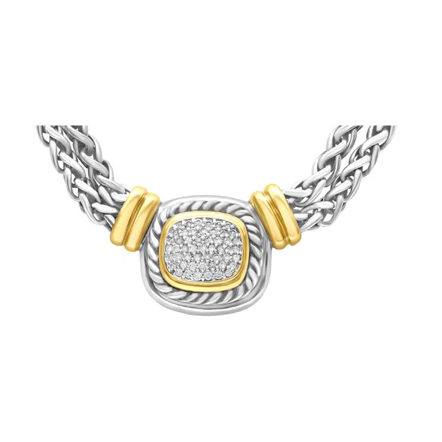 Modern David Yurman necklace with diamond pendant in Yellow Gold, Sterling Silver from Gray And Sons