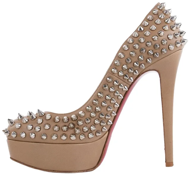 Christian Louboutin Nude Beige Bianca Spikes 140 Nappa in Beige Nappa leather from Bagriculture