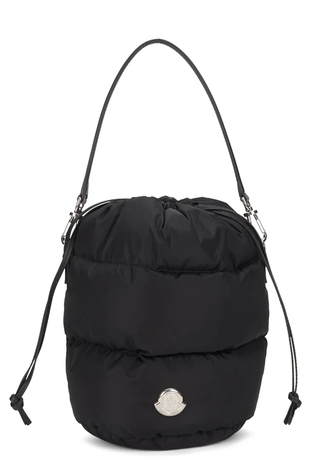Moncler Caradoc Bucket Bag — Black Polyamide in Black Leather from HEWI