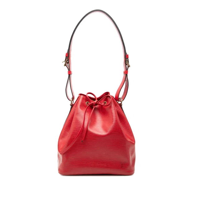 Red Louis Vuitton Epi Petit Noe Bucket Bag in Red Leather from Designer Revival