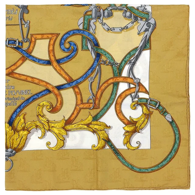 Hermès Carre 90 LINSTRVCTION DV ROY Scarf Brown/Multi in Brown Silk from VINTAGE QOO TOKYO