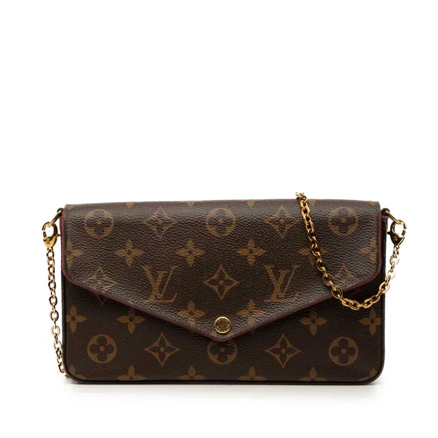 Brown Louis Vuitton Monogram Pochette Felicie Crossbody Bag in Brown Coated canvas from Designer Revival