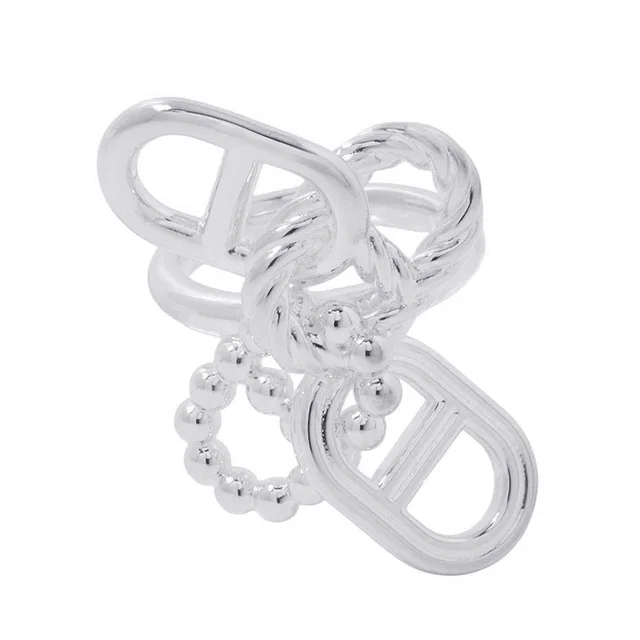 Hermès Chaine d'Ancre Area II Multilink Ring Size 52/#12 SV925 from GALLERY RARE