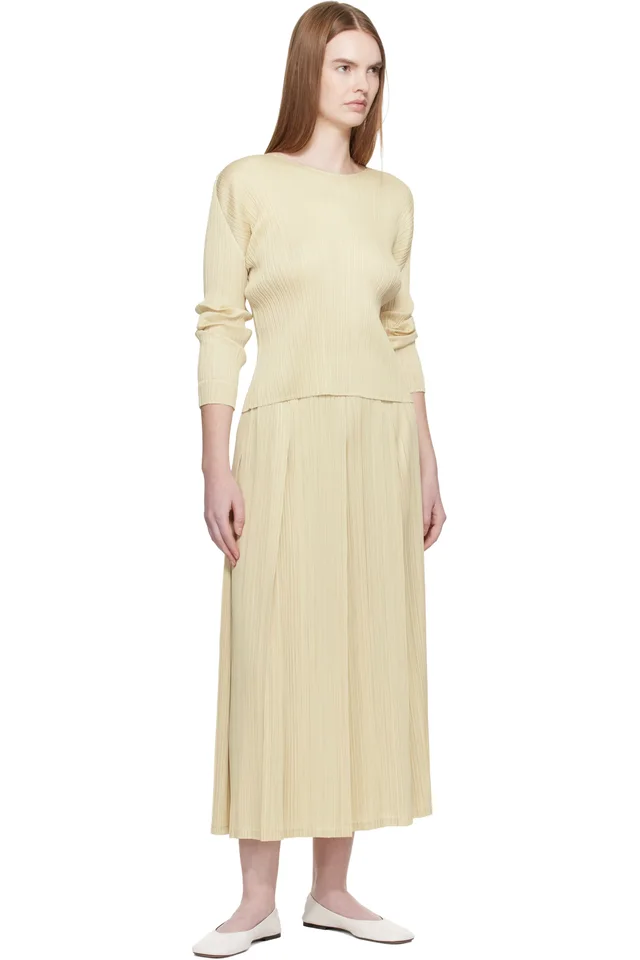 PLEATS PLEASE ISSEY MIYAKE Beige Monthly Colors December Maxi Skirt, photo 4 of 4 from SSENSE
