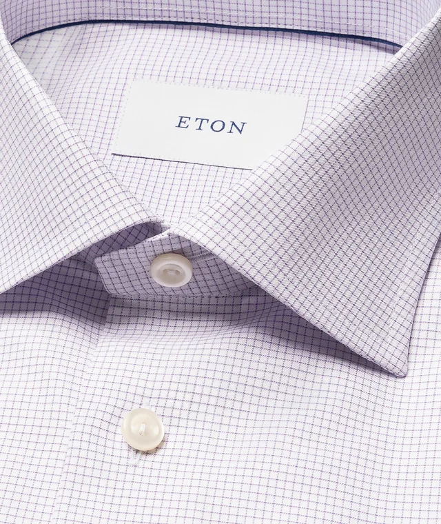 Eton Slim-Fit Check Signature Twill Shirt in Purple Cotton & Cotton Blends, photo 2 of 3 from Harry Rosen
