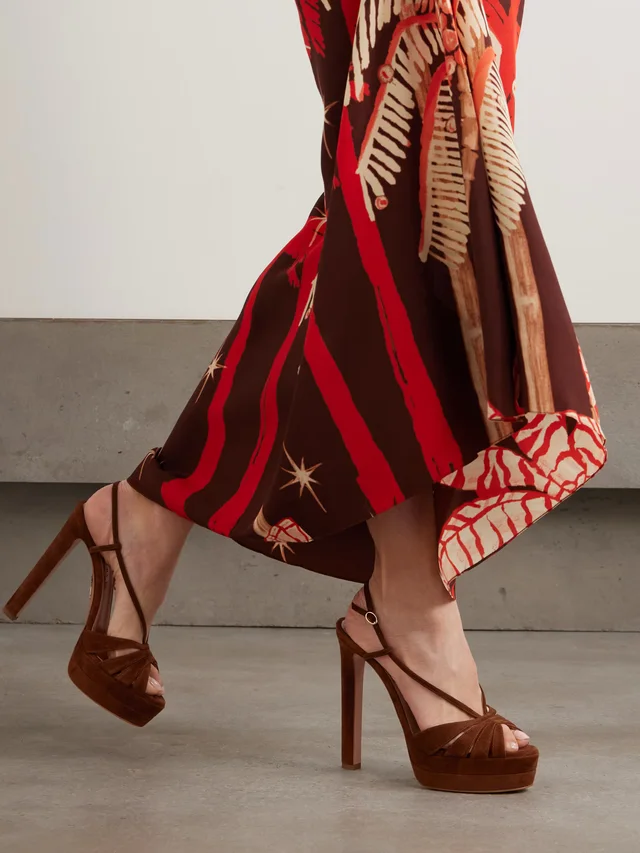 AQUAZZURA Aimée 130 suede platform sandals in Brown, photo 2 of 2 from NET-A-PORTER (Canada)