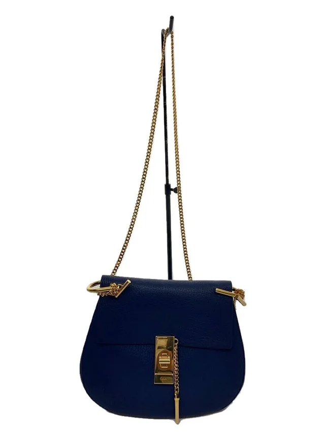 Chloé Drew Pebbled Leather Shoulder Bag Blue in blue Leather from Poshmark