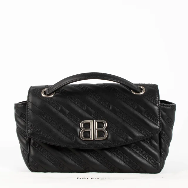 Balenciaga Black BB Round Small Chain Bag in Black Leather from Labellov, photo 2 of 9