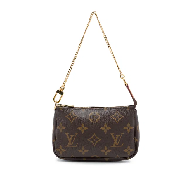 Brown Louis Vuitton Monogram Mini Pochette Accessoires Handbag in Brown Coated canvas from Designer Revival