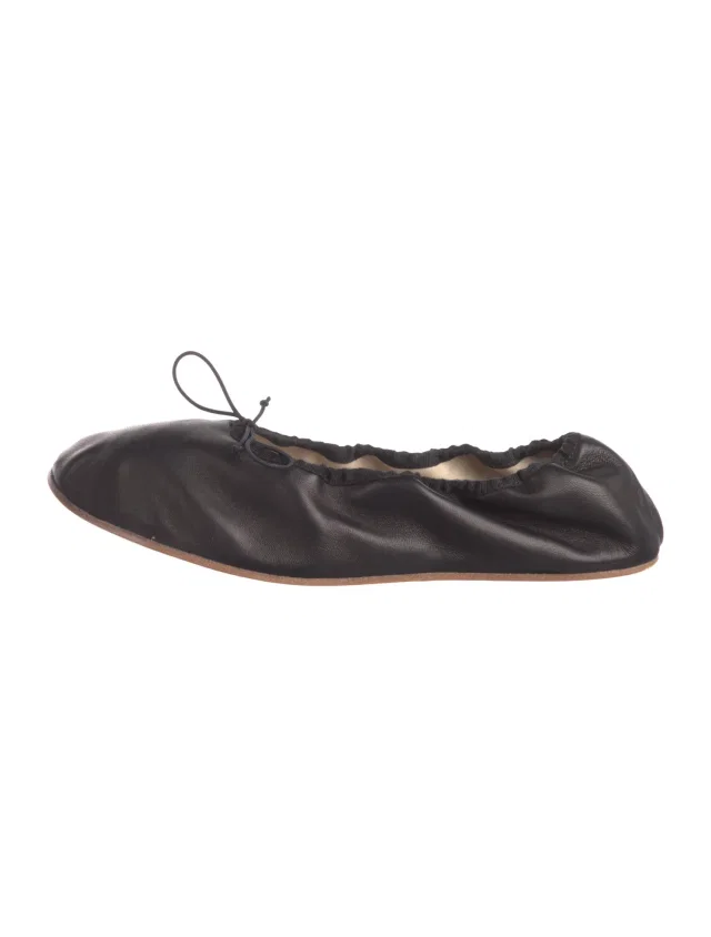 The Row Leather Grosgrain Trim Ballet Flats in red|brown Leather from The RealReal