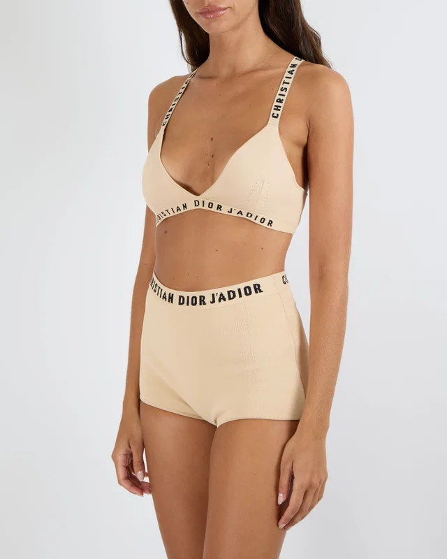 Dior Beige Bralette Top and Shorts with J'adior Logo Details Set Size XS/M £995 in Beige from Sellier