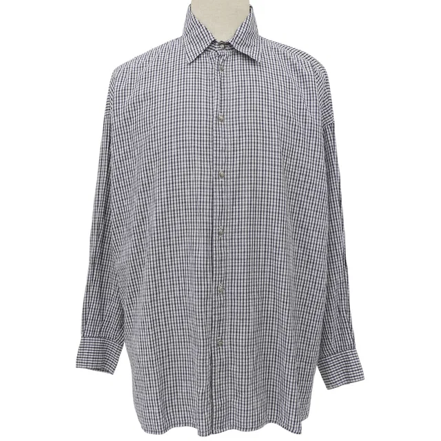 Versace Checked Medusa Button Long-Sleeve Shirt #M Black/White in Black from VINTAGE QOO TOKYO