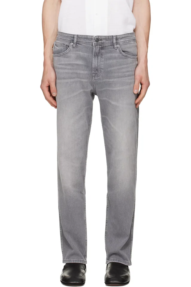 BOSS Gray Maine Regular-Fit Comfort-Stretch Jeans, image 1 of 1 from SSENSE