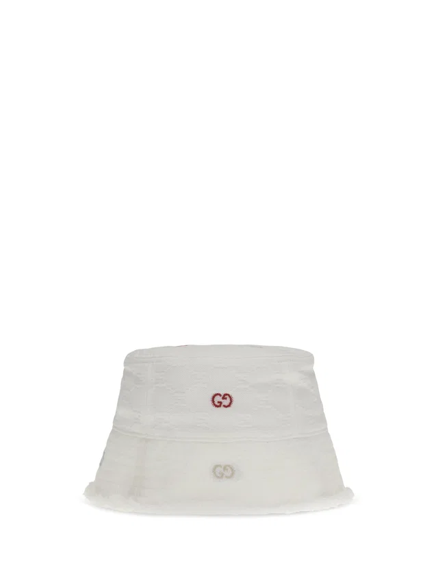 Gucci 8600053hbh7 Gg Logo-Embroidered Cotton Bucket Hat — White in White from HEWI