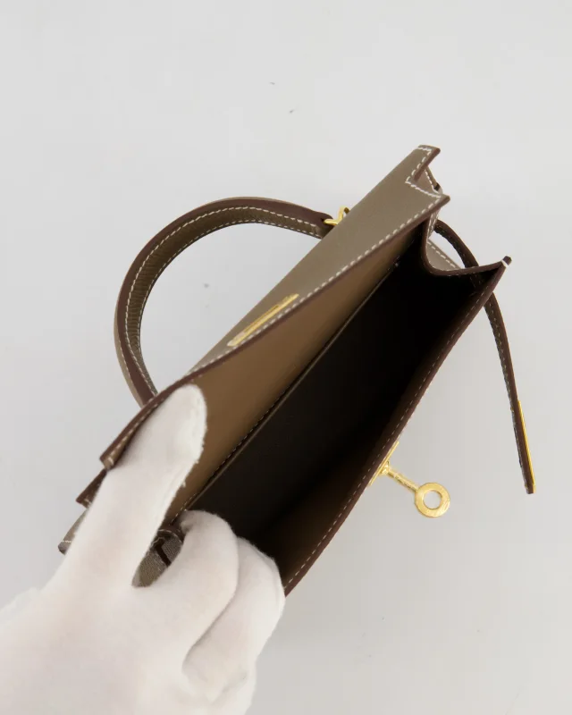 HOT* Hermès Mini Kelly II 20 Bag in Taupe Epsom leather from Sellier, photo 21 of 24