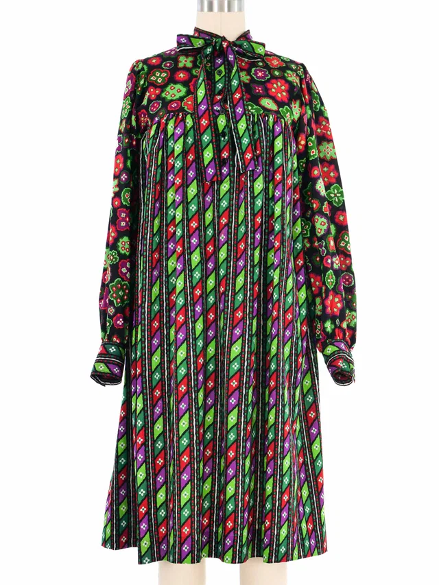 1976 Yves Saint Laurent Moroccan Print Smock Dress from Arcade Vintage
