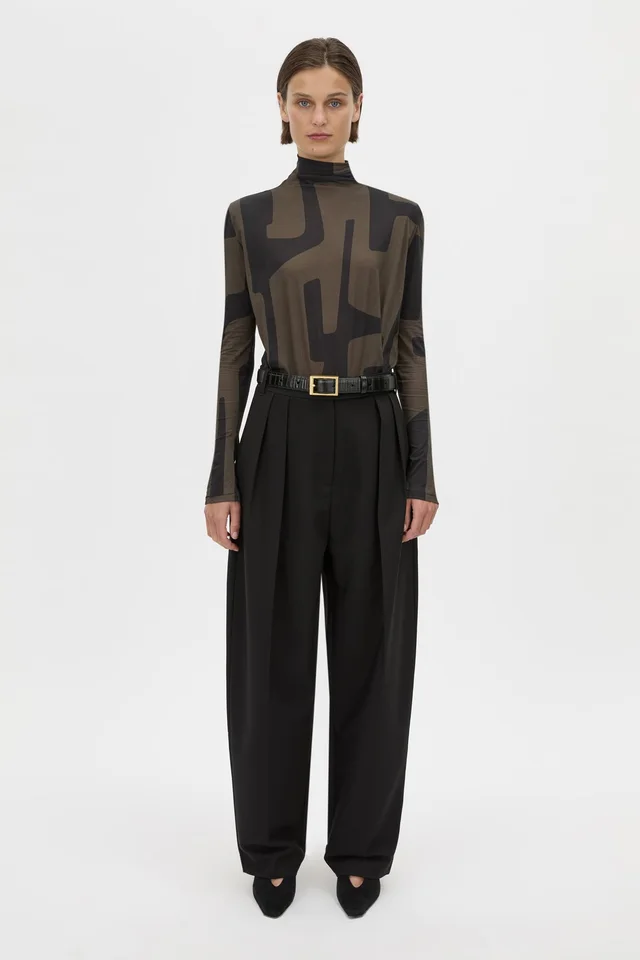 C&M CAMILLA AND MARC SALE Eidra Printed Long Sleeve Bodysuit in Beige from Camilla and Marc, photo 1 of 1