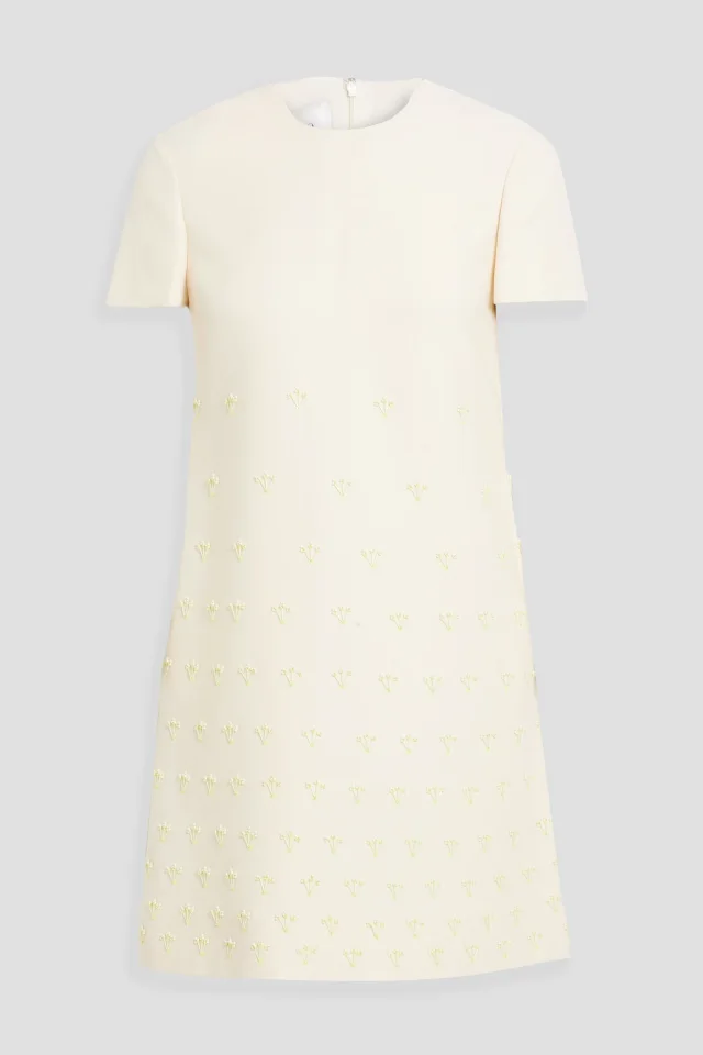 Valentino Garavani Embellished Wool and Silk-Blend Crepe Mini Dress in White, photo 4 of 4 from THE OUTNET