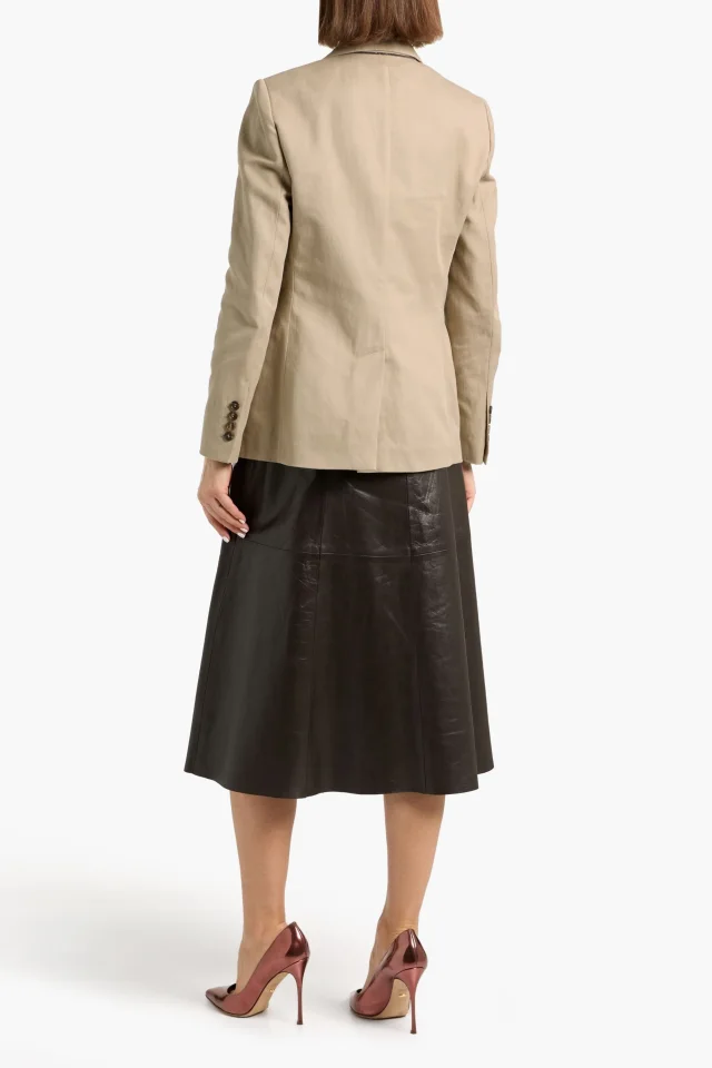 Brunello Cucinelli Cotton and Linen-Blend Twill Blazer in Sand, photo 3 of 4 from THE OUTNET
