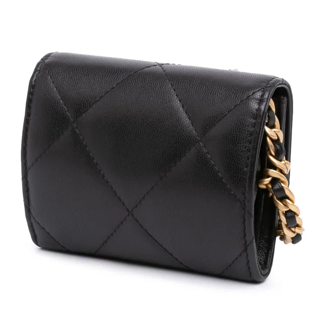 Black Chanel Lambskin 19 Flap Coin Purse With Chain Crossbody Bag in Black Lambskin from Designer Revival, photo 2 of 2