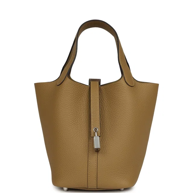 Hermès Picotin Lock 18 Dune Clemence Palladium Hardware in Clemence leather from Madison Avenue Couture