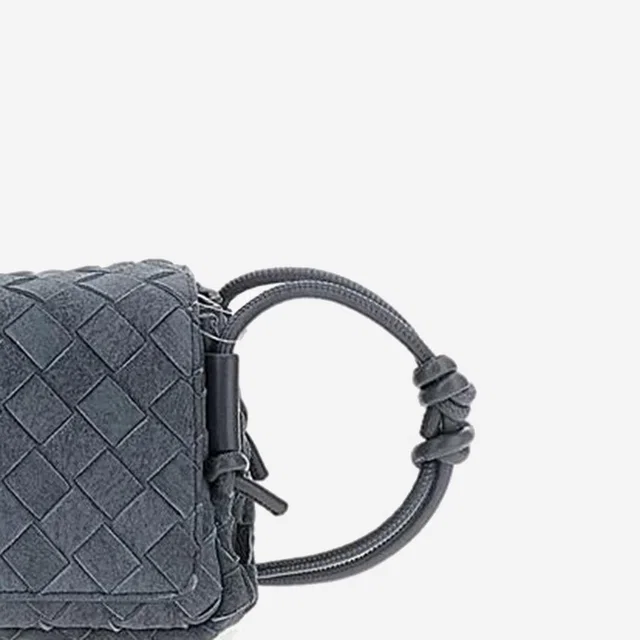 Bottega Veneta Suede With Knotted Rope Handle Clutch — Gray in Grey Suede from HEWI
