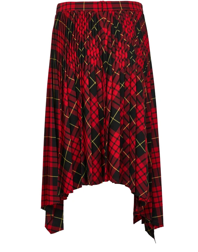 MCQUEEN Asymmetric midi skirt in Red 55% polyester, 45% wool, photo 3 of 6 from 24S (US)