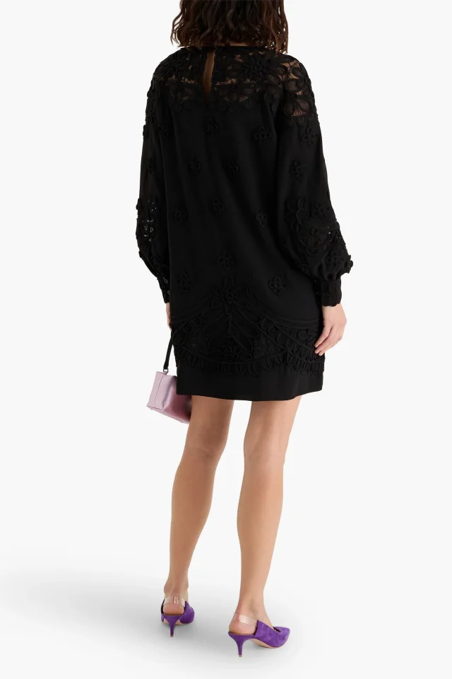 Carolina Herrera Floral-Appliquéd Tulle and Crepe Mini Dress, photo 3 of 4 from THE OUTNET