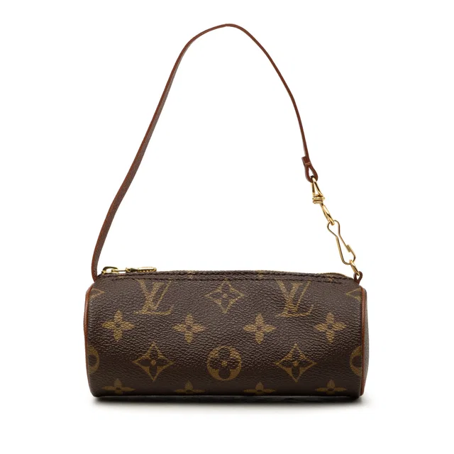 Brown Louis Vuitton Monogram Papillon Pochette Handbag in Brown Coated canvas from Designer Revival