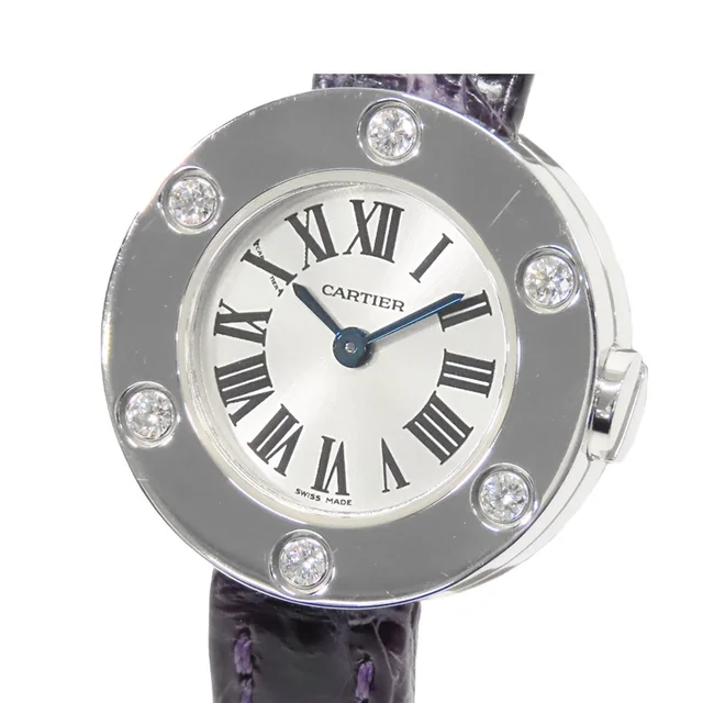Cartier Love Watch Silver 18K White Gold Leather Diamond Quartz in White Leather from The Reluxe
