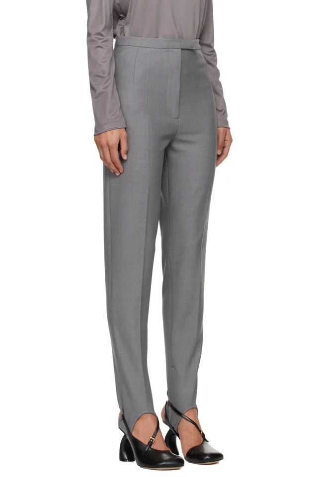 Dries Van Noten Gray Stirrup Trousers, photo 2 of 4 from SSENSE