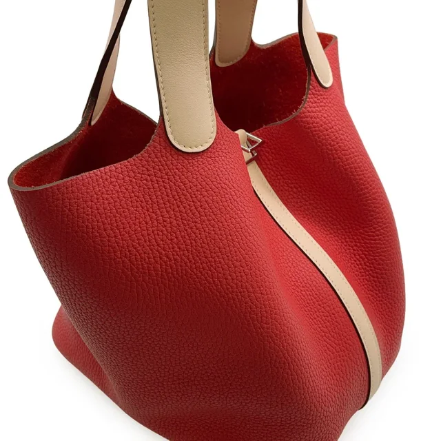 Hermès Picotin Lock Touch Rouge Tomate/Rose Eglantine Taurillon Clemence Swift Leather Size MM in Red Clemence leather from GALLERY RARE, photo 7 of 12