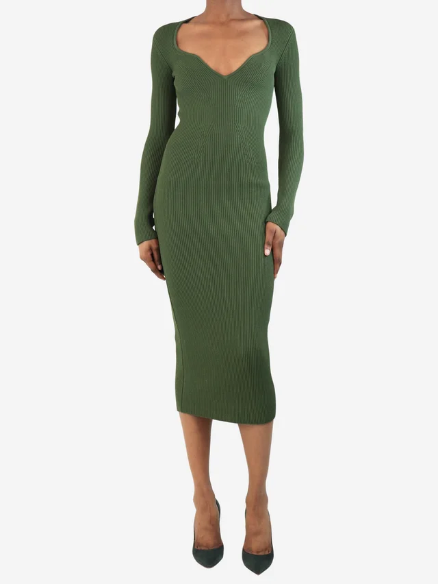 Khaite Green Alessandra ribbed midi dress - size XS in Green from Sign of the Times