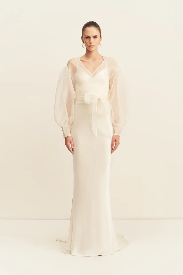 Shona Joy LA LUNE LIA SILK ORGANZA WRAP BLOUSE - IVORY from Shona Joy, photo 1 of 1