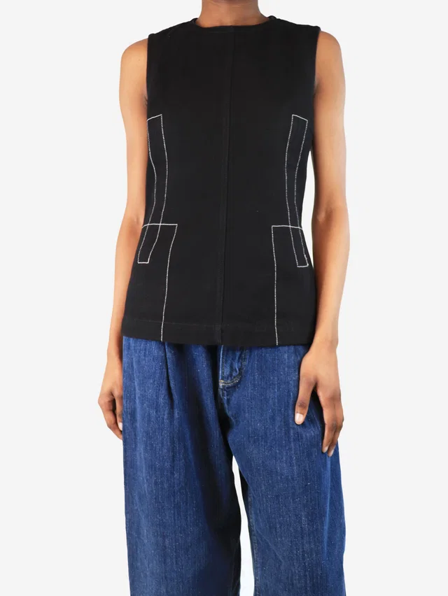 Marni Black sleeveless contrast-stitched top - size UK 6 in Black from Sign of the Times
