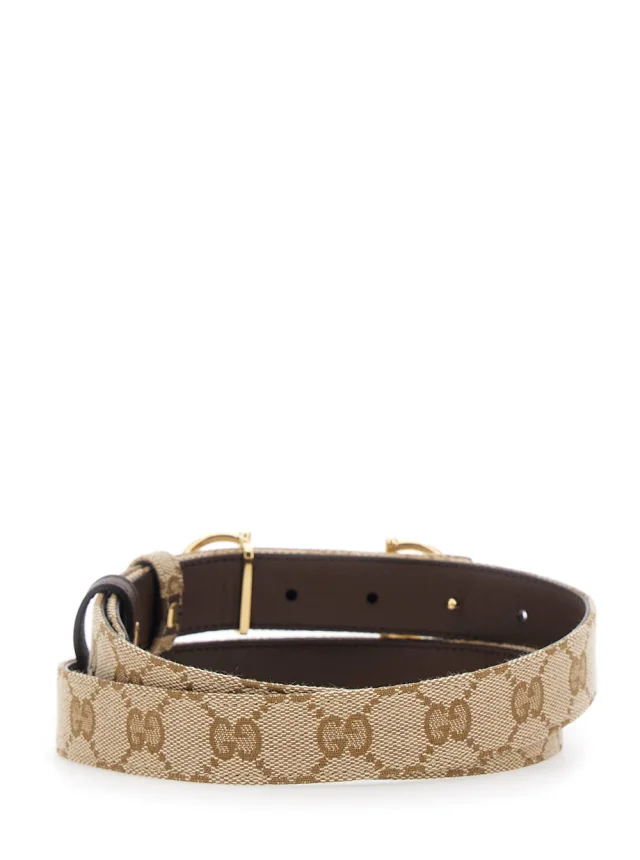 Gucci Reversible Horsebit Belt — Brown Leather And Gg Canvas in Brown Canvas from HEWI, photo 2 of 3