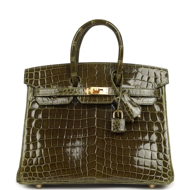 Hermès Birkin 25 Vert Veronese Shiny Niloticus Crocodile Gold Hardware in Green Crocodile from Madison Avenue Couture
