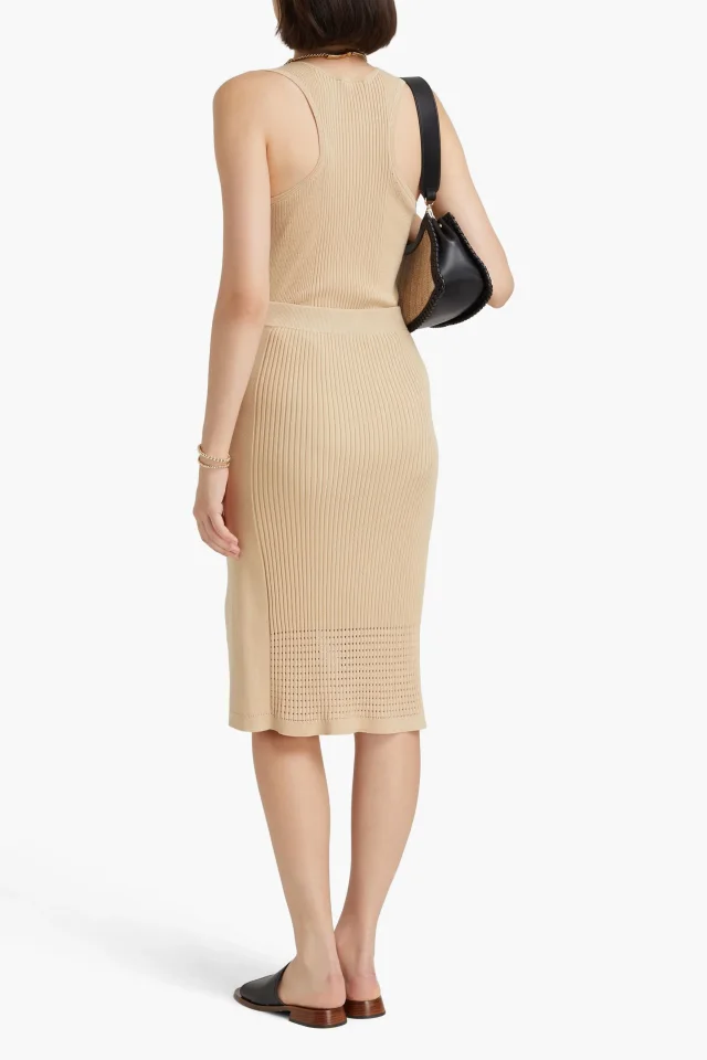 Joseph Pointelle-Trimmed Ribbed-Knit Skirt, photo 3 of 4 from THE OUTNET