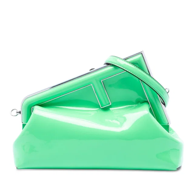 Green Fendi Midi Patent Fendi First Crossbody in Green Patent leather from Designer Revival