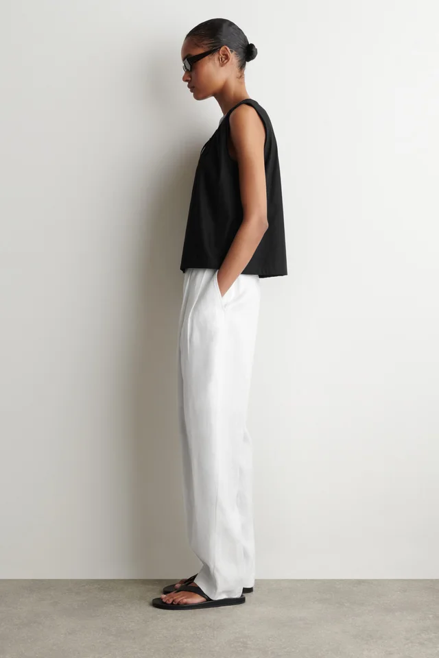 COS GATHERED-NECK JERSEY TANK TOP in Black, photo 2 of 7 from COS (Canada)