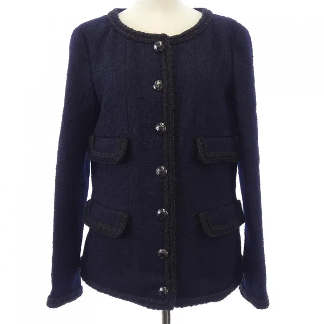 Chanel Collarless Jacket Navy in Navy from The Reluxe