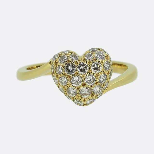 Cartier Pave Diamond Heart Ring from The Vintage Jeweller