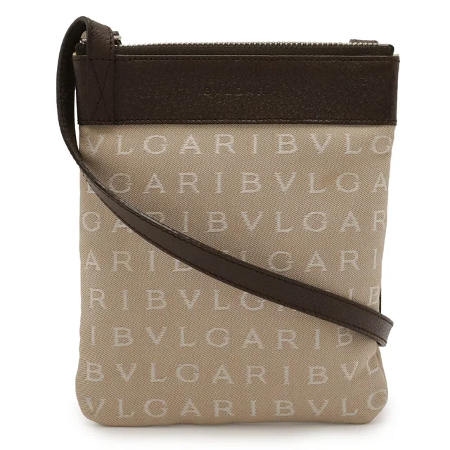 Bvlgari Logo Mania Canvas Leather Shoulder Bag in Canvas from LuxUness