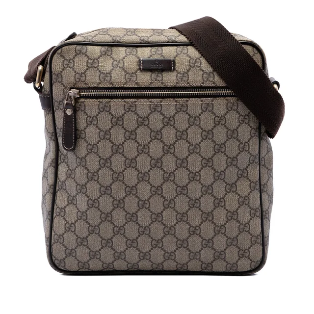 Beige Gucci GG Supreme Crossbody in Beige Coated canvas from Designer Revival